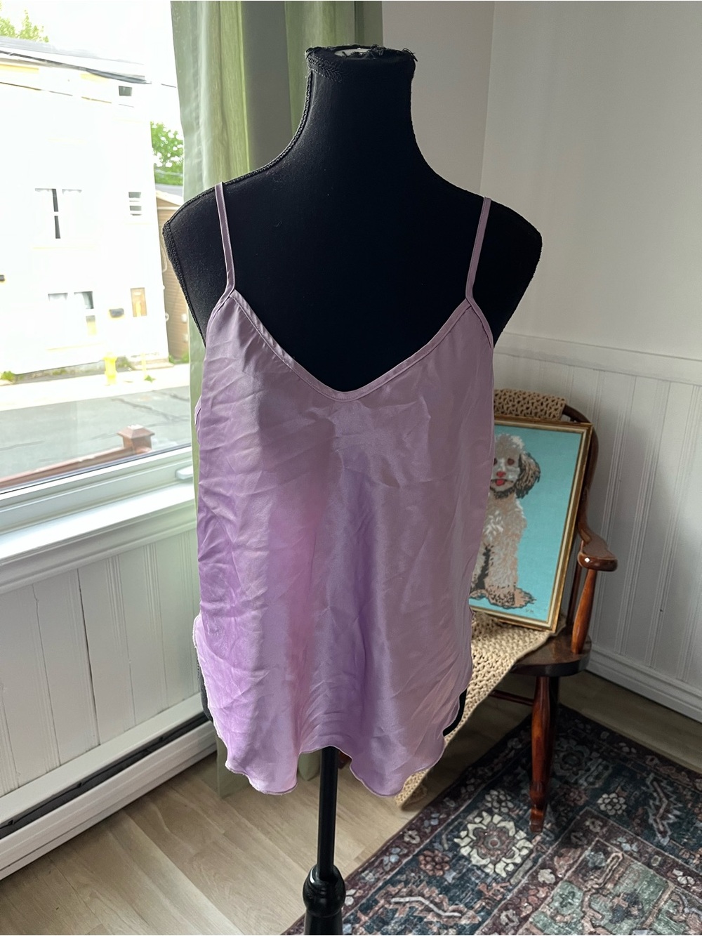 Women’s Y2K Light Purple Satin Cami Camisole Top - Spaghetti Strap Tank M